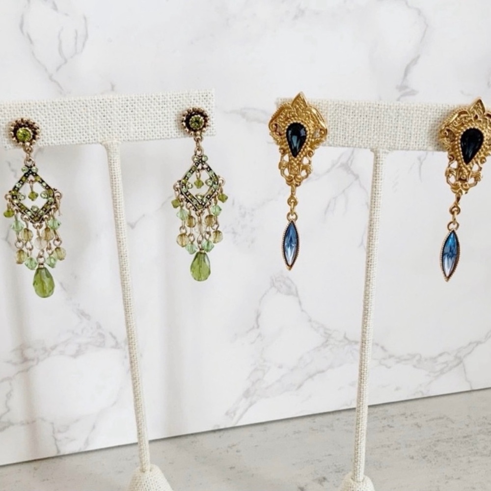Bundle of 2 Pairs of Goldtone Fashion Drop Earrings